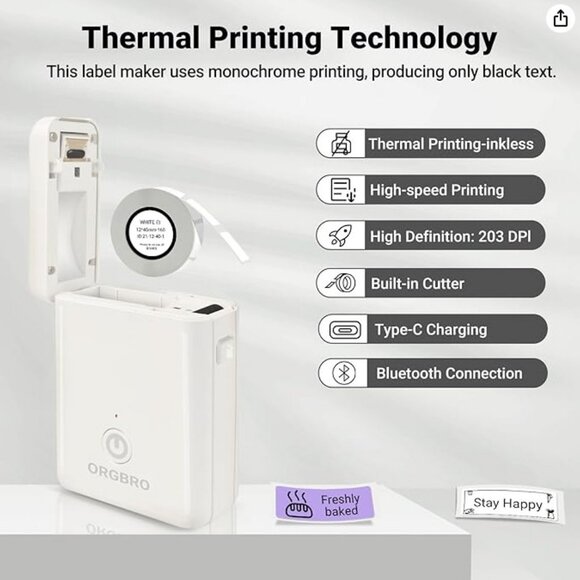 ORGBRO Bluetooth X1 Thermal Label Printer Machine - Picture 2 of 16